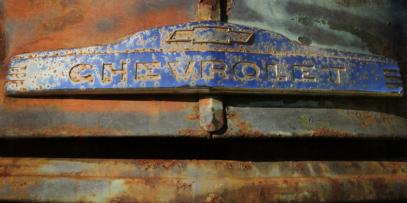 art, "christine lewis photography", fine, photograph, print, vintage, Chevrolet, truck, junkyard, antique, blue, logo