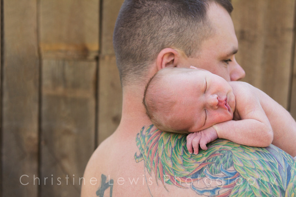 baby, chattanooga, "christine lewis photography", hixson, infant, newborn, portrait, professional, tennessee, tn, tattoo, father, son, wood