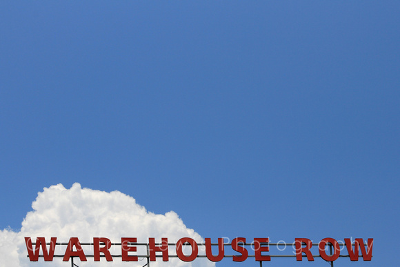 Chattanooga, TN, Tennessee, art, blue, center, clouds, decor, home, letters, negative, photograph, pictures, print, red, row, shopping, sky, space, warehouse