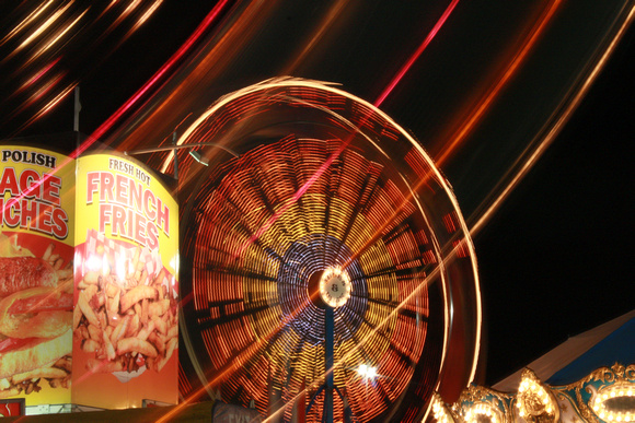 "Jules and Beck", carnival, exposure, lights, long, night, rides, traveling