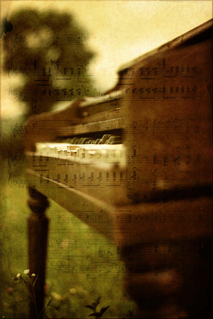art, decor, fine, home, old, piano, print, textured, vintage, sheet music overlay