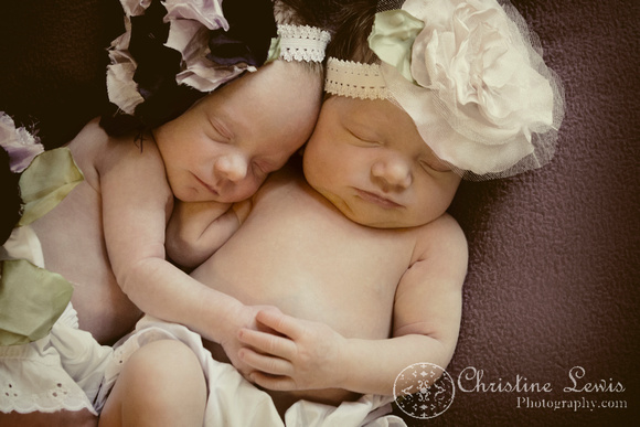 newborn photography, twins, chattanooga, tn, portraits, "christine lewis photography", baby, vintage