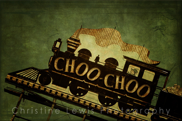 chattanooga choo choo, sign, textured, vintage, grungy, tennessee, tn, fine art, print, christine lewis photography