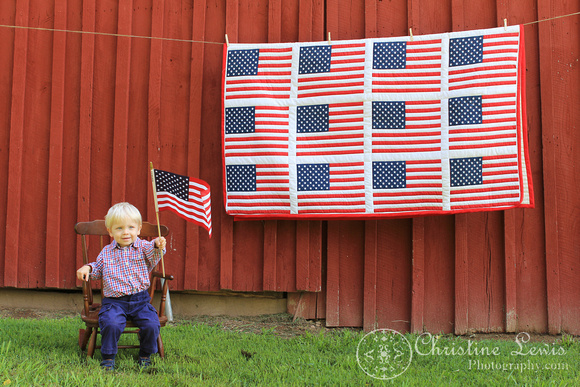 child, portraits, professional, chattanooga, tn, tennessee, patriotic, red, white, blue, american flag, quilt, clothes line, 2 year old, blonde, boy, pictures, photographs