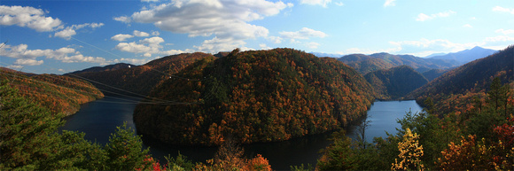 color, dragon, fall, horseshoe, panoramic, "smoky mountains", trees