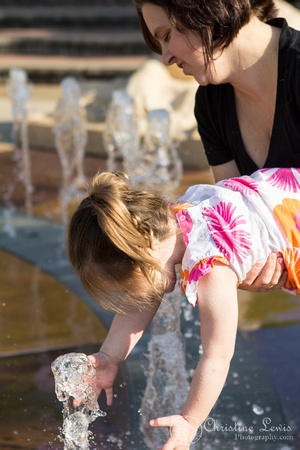 family portraits, pictures, professional, chattanooga, tn, tennessee, park, lifestyle, Coolidge, 2 year old girl, mother, daughter, water fountain