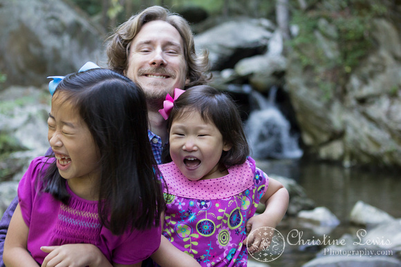 ocoee, tn, tennessee, go forth creek, portraits, family, children, professional, &quot;christine lewis photography&quot;, waterfall, girls, father, laughing, tickling