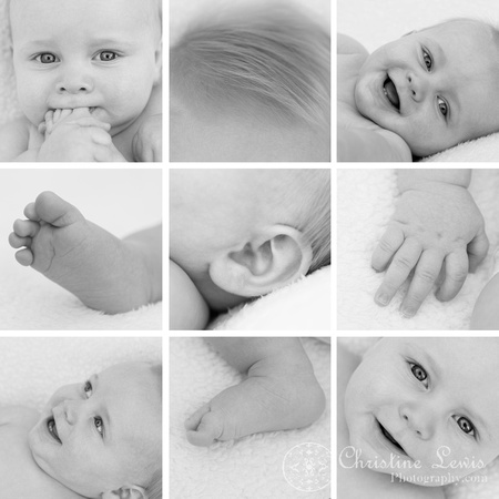 children, 6 months old, photo shoot, portraits, professional, &quot;christine lewis photography&quot;, black and white, dollage, details, toes, fingers, ears, hair