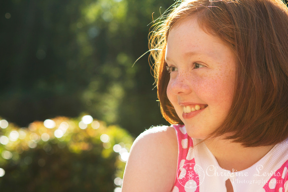 girl, ten year old, professional pictures, photo shoot, &quot;christine lewis photography&quot;, red head, pink, portraits, backlit, sunshine