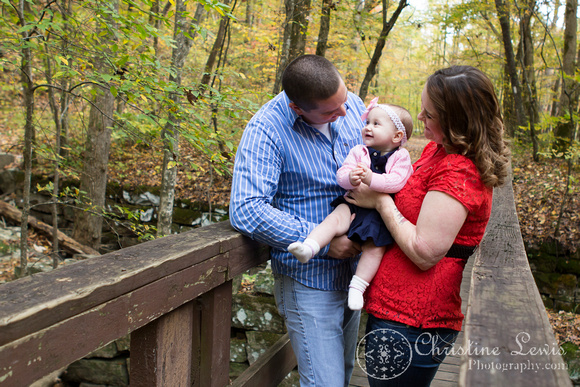 family portrait chattanooga, tennessee, tn, dayton, laurel falls, cumberland trail, christine lewis photography, lifestyle, baby girl, six months old, trail, bridge