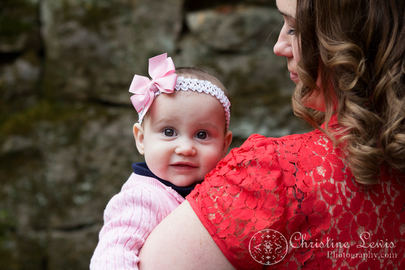 family portrait chattanooga, tennessee, tn, dayton, laurel falls, cumberland trail, christine lewis photography, lifestyle, baby girl, six months old, trail, mother, daughter