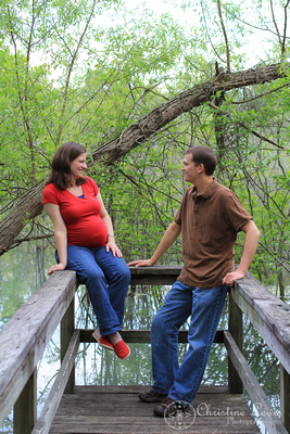 maternity, chattanooga, tennessee, couple, pregnant, expecting, professional photographer, pictures, &quot;christine lewis photography&quot;, parents, outdoor, natural light, woods, bridge, belly, lifestyle portraits, natural, dock