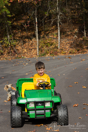 fall family portraits, enterprise south park, chattanooga, tennessee, tn, mustard yellow, boys, yorkshire terrier, pond, professional, john deere, toy, path