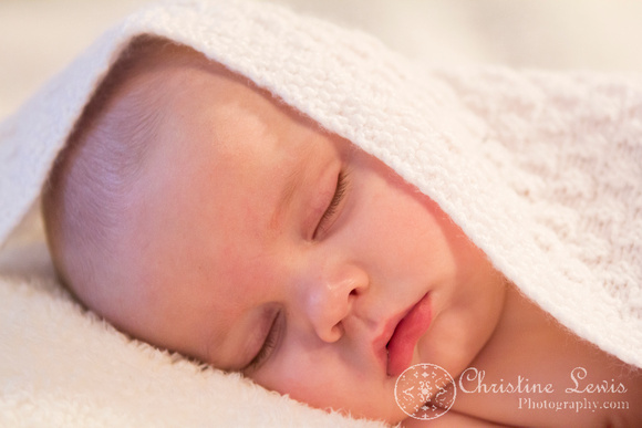 baby, portrait, professional, &quot;christine lewis photography&quot;, chattanooga, tn, tennessee, ringgold, four months old, white blanket, covers, snuggled, sleep