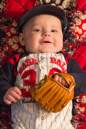 baby, portrait, professional, &quot;christine lewis photography&quot;, chattanooga, tn, tennessee, ringgold, four months old, baseball, quilt, jersey, glove, blue, red, white