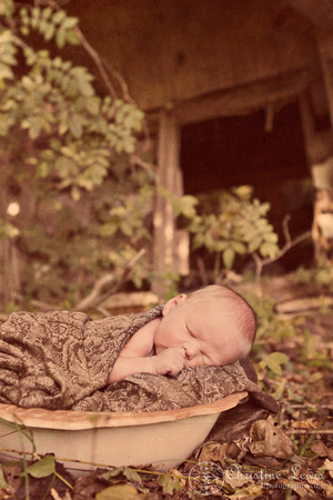 newborn portrait chattanooga tn &quot;christine lewis photography&quot; sleeping outdoor natural light abandoned shed