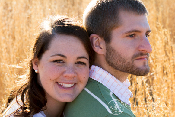 couple, professional photographer chattanooga, tn, &quot;christine lewis photography&quot; anniversary, one year, love, marriage, field, warm, green, tall grass, brown