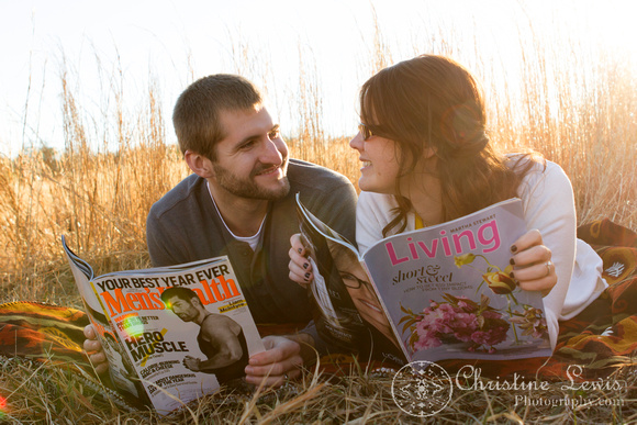 couple, professional photographer chattanooga, tn, &quot;christine lewis photography&quot; anniversary, one year, love, marriage, field, warm, green, tall grass, brown, magazine, favorite things