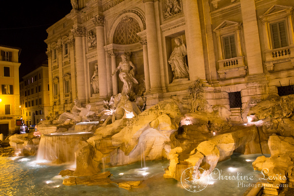 rome, italy, trevi fountain, &quot;christine lewis photography&quot;, home decor, fint art print, night, long exposure