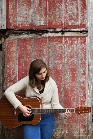 senior portrait, professional, chattanooga, ooltewah, tn, girl, female, class of 2013, &quot;christine lewis photography&quot;, outdoor, natural, guitar, red, rustic