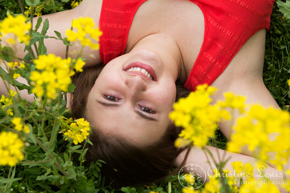 senior portrait, professional, chattanooga, ooltewah, tn, girl, female, class of 2013, &quot;christine lewis photography&quot;, outdoor, natural, field of flowers, yellow, coral, spring