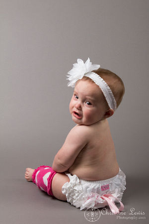 baby photography, portrait, studio, chattanooga, tn, hixson, &quot;christine lewis photography&quot;, girl, pink leggings, gray