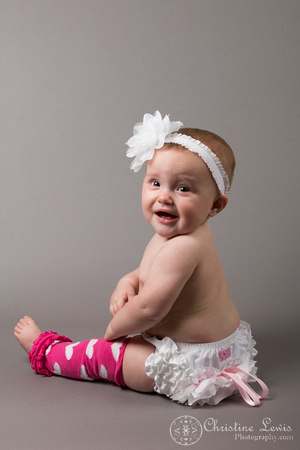 baby photography, portrait, studio, chattanooga, tn, hixson, &quot;christine lewis photography&quot;, girl, pink leggings, gray