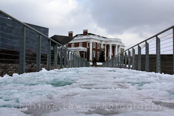 bridge, "glass bridge", "hunter museum", ice, museum, snow, "vanishing point"