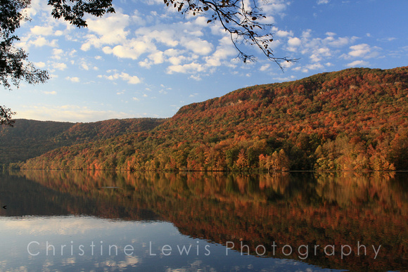 tennessee river golden hour whitwell tennessee tn gorge fall color orange reflection christine lewis photography fine art home decor