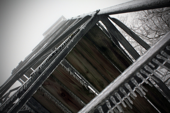 "christine lewis photography", firetower, "from below", ice, snow, "vanishing point"