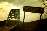 TN, blue, bridge, sign, "south pittsburg", tennessee, vintage