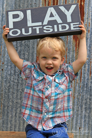 children photo shoot, professional, portraits, pictures, chattanooga, tennessee, tn, &quot;christine lewis photography&quot;, 3 years old, boy, playing, &quot;play outside&quot; sign