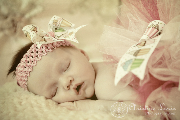 newborn, chattanooga, tennessee, girl, pink, baby, infant, ribbon, girly, vintage, sleeping, professional photo shoot, photographs, pictures