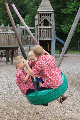 grandsons, boys, red, children, soddy daisy, tennessee, tn chattanooga, lifestyle portraits, photographs, professional, pictures, photographer, playground, wooden, playing, swinging, tire