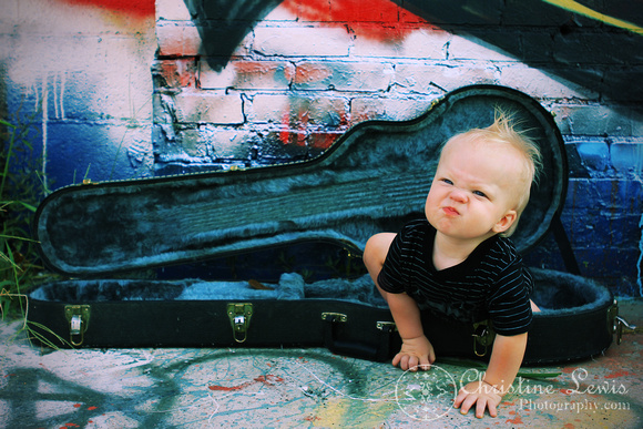 1 year old, children photo shoot, portraits, professional, pictures, &quot;christine lewis photography&quot;, chattanooga, tn, tennessee, main st, graffiti house, guitar case, rock