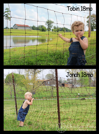 farmer, overalls, boy, little, 18 months old, professional, photo shoot, photographs, pictures, chattanooga, tennessee, tn, graysville, farm, blonde, blue eyes, before and after, brothers