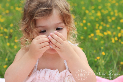 girls, yellow flowers, wildflowers, field, green, vintage, dresses, curly, brown hair, children, artistic, portraits, photographs, pictures, chattanooga, tennessee, tn, tea party, funny, cute, cross-eyed
