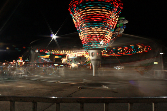 "Jules and Beck", carnival, exposure, lights, long, night, rides, tilt-a-whirl, traveling