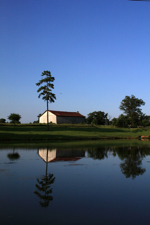 barn, blue, "christine lewis photography", countryside, pond, reflection, rural, skies, water