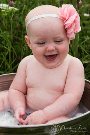 6 month old baby portrait photo shoot professional Chattanooga, TN "Christine Lewis Photography" child wildflower field outdoor natural bubble bath