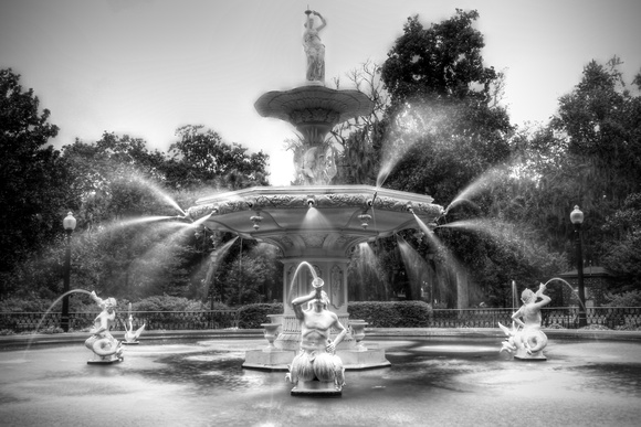 B&W, Georgia, HDR, Savannah, "black and white", "forsyth park", "forsyth park fountain", fountain, "long exposure", monochrome, square, water