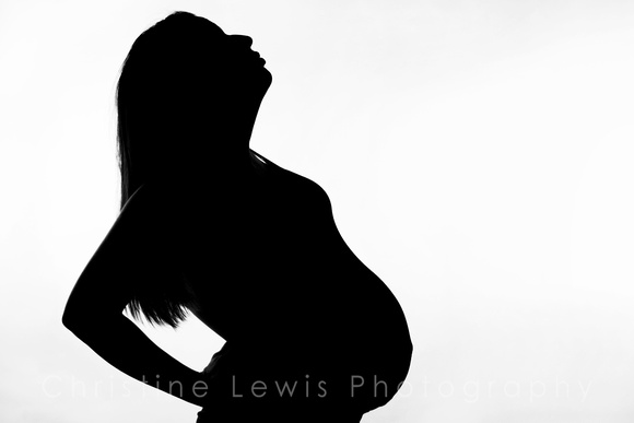 maternity professional photographs Chattanooga, TN "Christine Lewis Photography" self portraits silhouette studio black and white