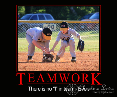 baseball, chattanooga, tennessee, action, boys, short stop, outfield, demotivator, teamwork, &quot;there is no I in team&quot;
