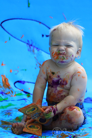 1 year old, children photo shoot, portraits, professional, pictures, &quot;christine lewis photography&quot;, chattanooga, tn, tennessee, blue, finger paint, mess, colorful, funny face
