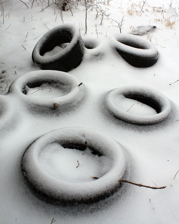 countryside, junk, snow, tires, winter