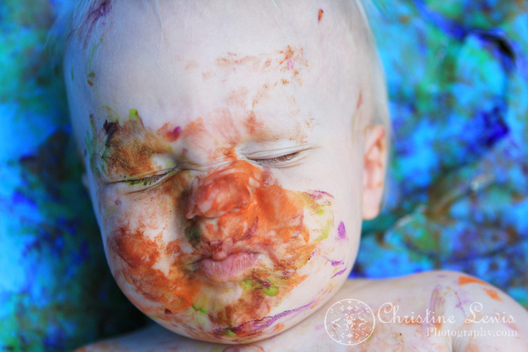 1 year old, children photo shoot, portraits, professional, pictures, &quot;christine lewis photography&quot;, chattanooga, tn, tennessee, blue, finger paint, mess, colorful, funny face, game