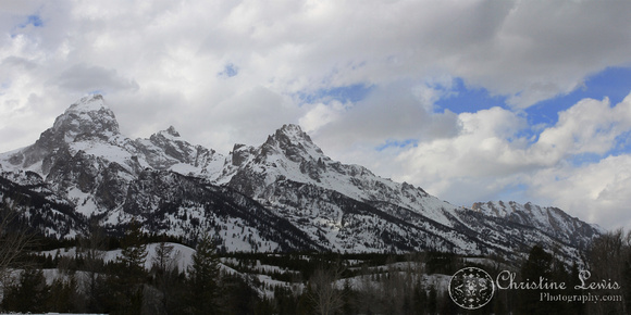 The Grand Tetons, panoramic, Wyoming, travel, national park, snow, mountains, craigs, blue sky, art print