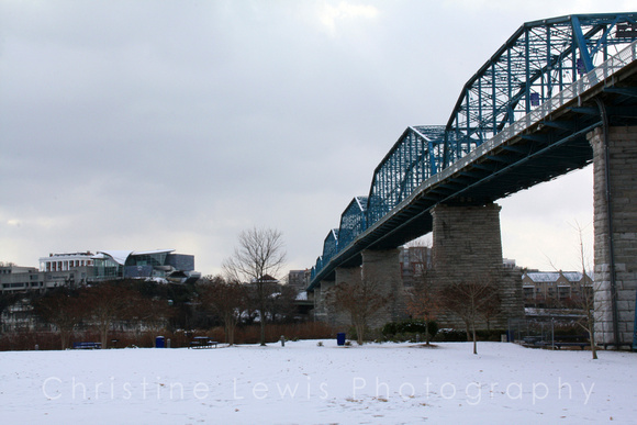 blue, bridge, "coolidge park", "hunter art museum", park, snow, "walnut street bridge"