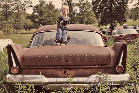 children photo shoot, professional, portraits, pictures, chattanooga, tennessee, tn, &quot;christine lewis photography&quot;, junkyard, vintage, antique cars, 3 years old, boy, playing, plymouth
